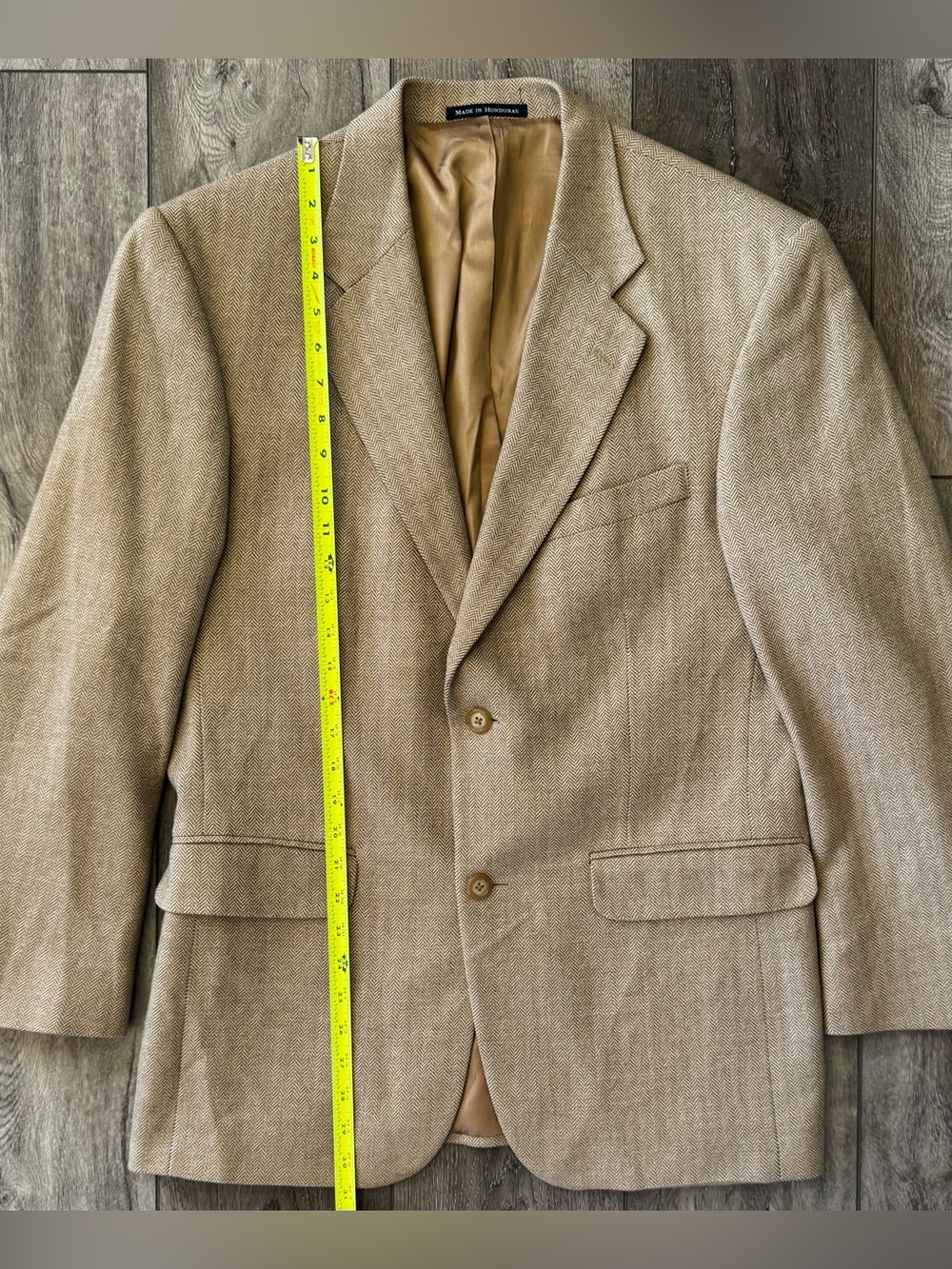 Lands’ End Sport Coat Men’s 40R Taupe Herringbone Wool Blazer Suit Jacket - Picture 3 of 16